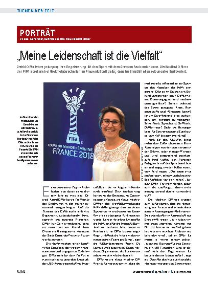 Vorschauseite 1: Dr. med. Astrid Offer, Notärztin und FIFA-Venue Medical Officer: „Meine Leidenschaft ist die Vielfalt“