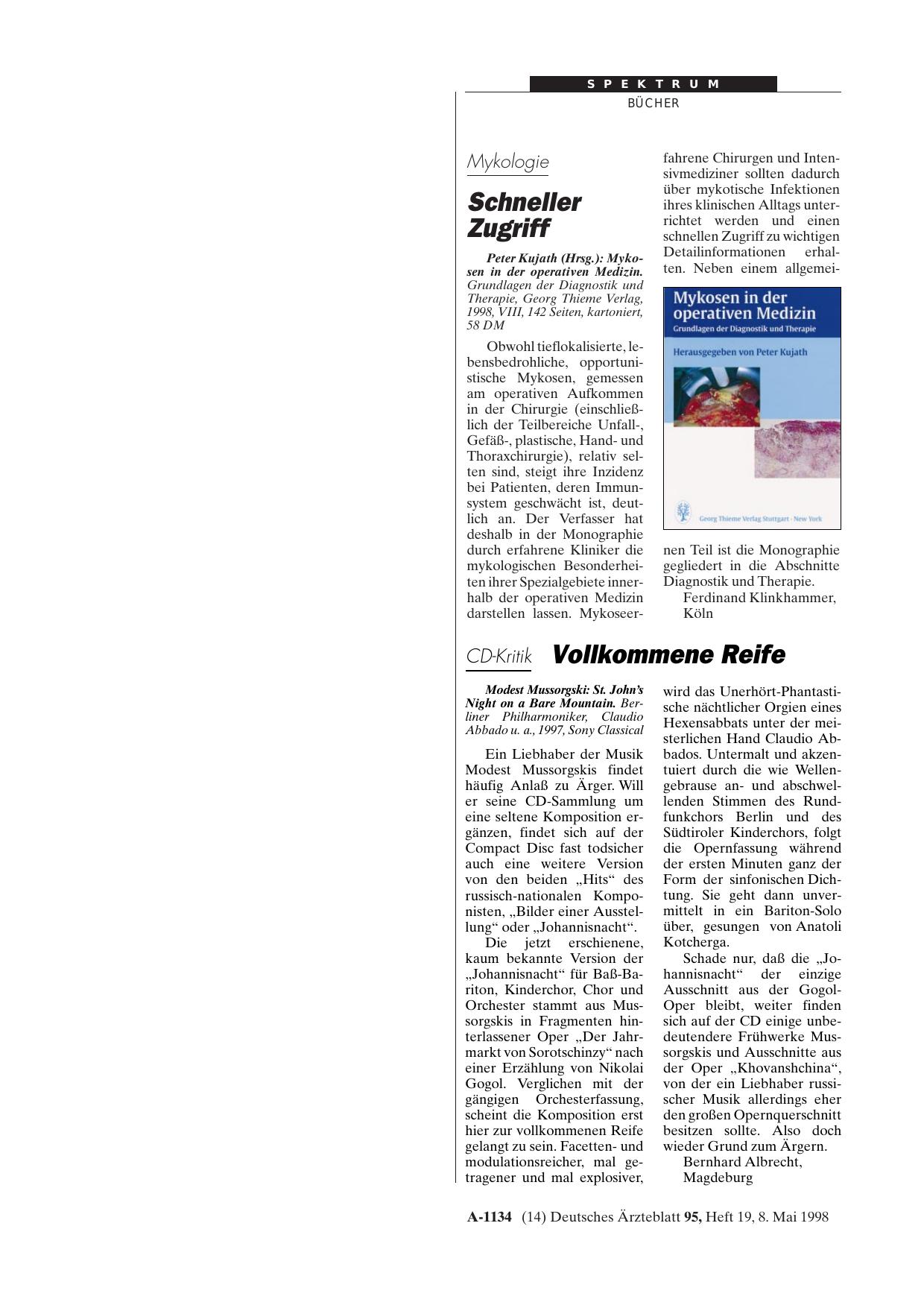 Vorschauseite 1: Mykosen in der operativen Medizin