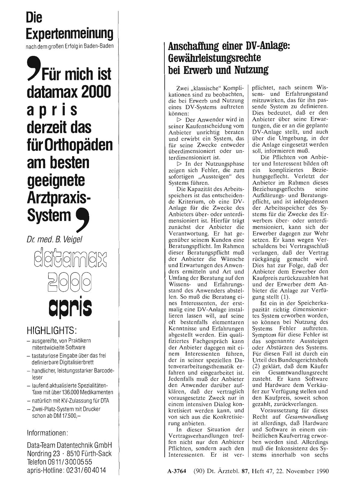 Vorschauseite 1: Anschaffung einer DV-Anlage: Gewährleistungsrechte bei Erwerb und Nutzung