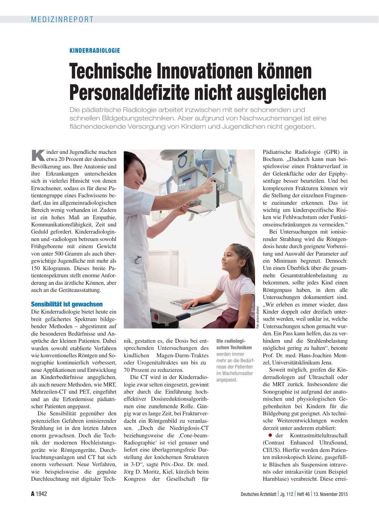 Vorschauseite 1: Kinderradiologie: Technische Innovationen können Personaldefizite nicht ausgleichen