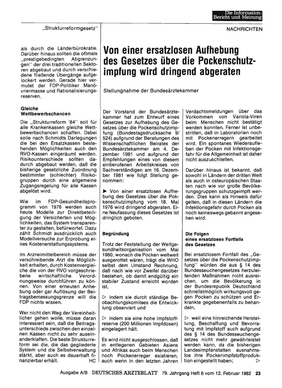 Vorschauseite 1: Von einer ersatzlosen Aufhebung des Gesetzes über die Pockenschutzimpfung wird dringend abgeraten