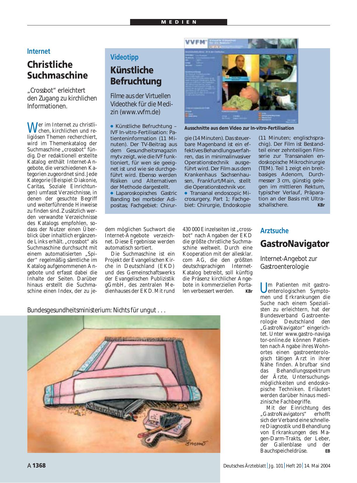 Vorschauseite 1: Arztsuche: GastroNavigator
