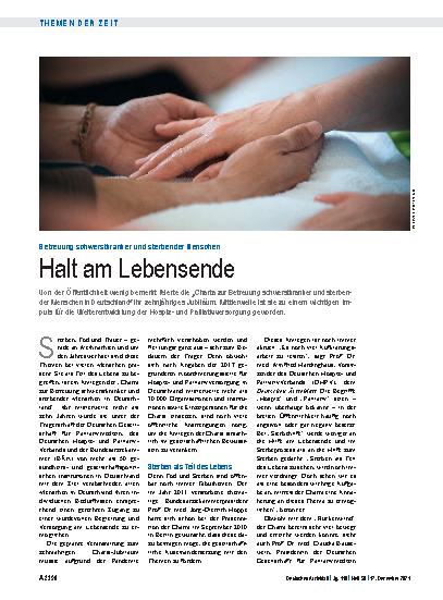 Vorschauseite 1: Betreuung schwerstkranker und sterbender Menschen: Halt am Lebensende