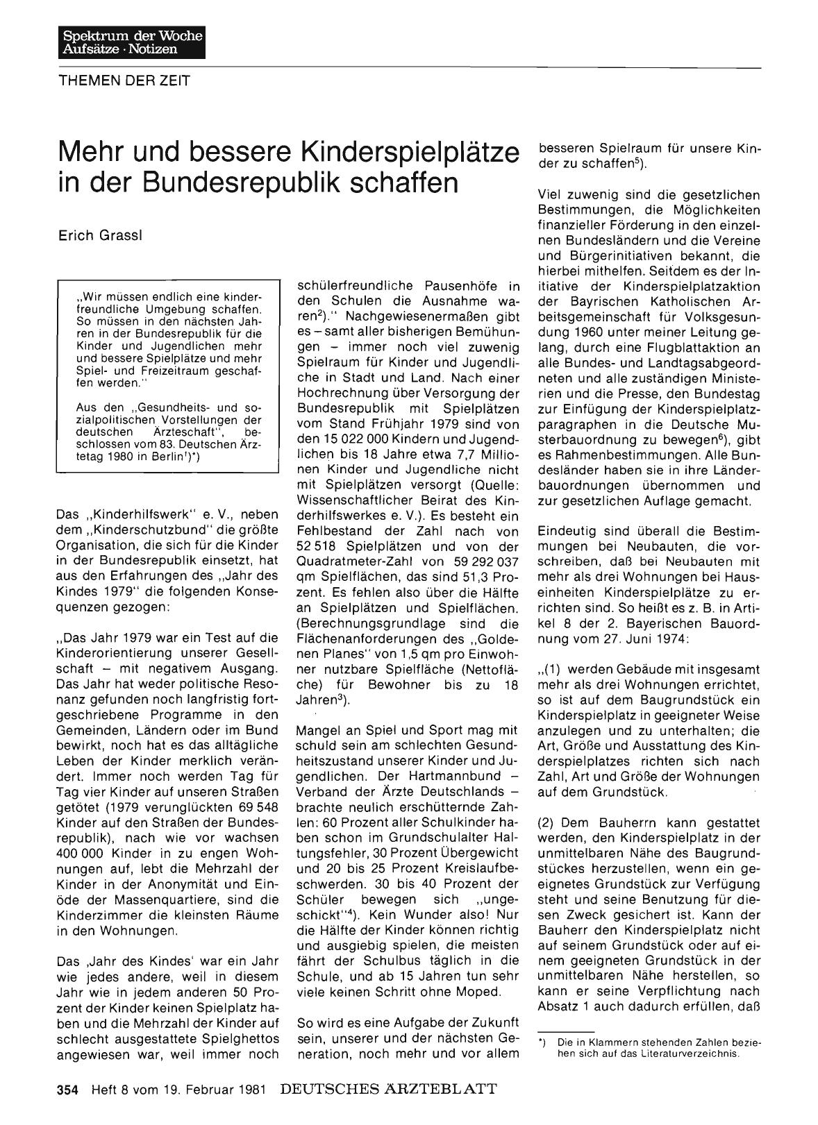 Vorschauseite 1: Mehr und bessere Kinderspielplätze in der Bundesrepublik schaffen