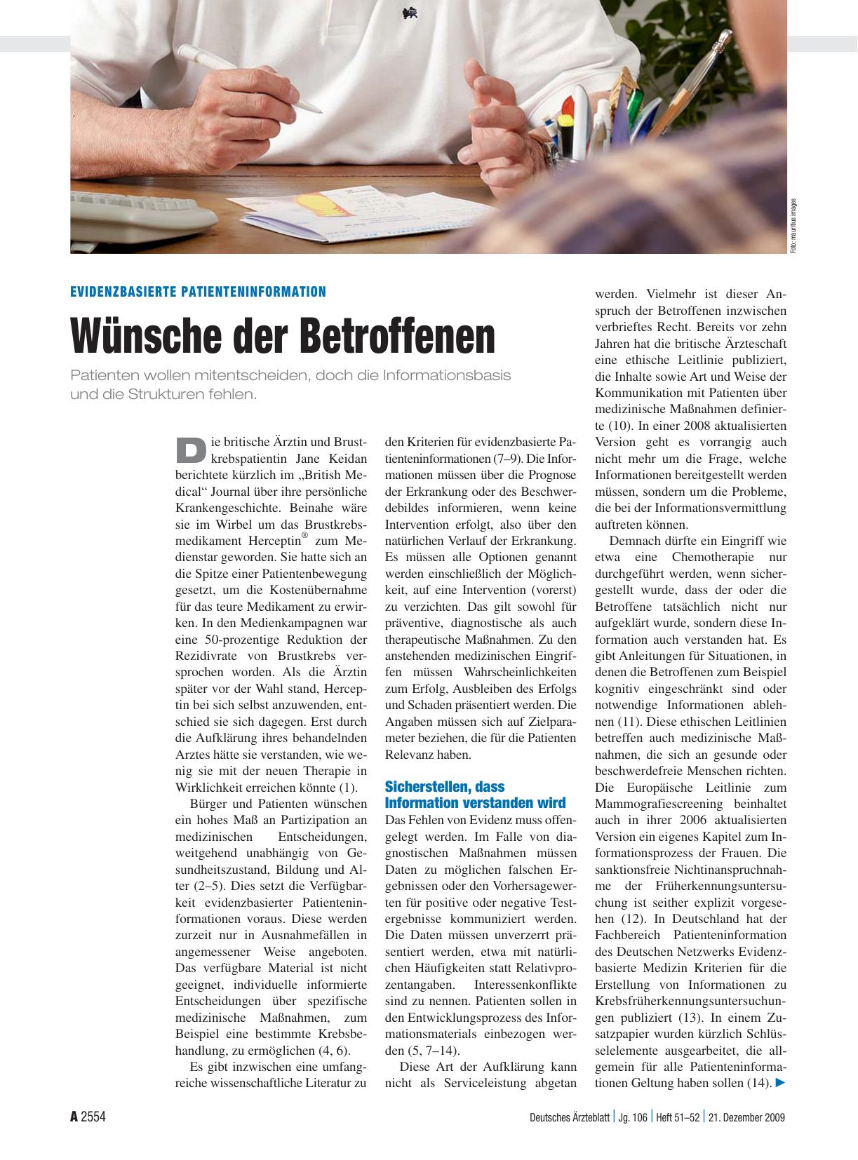 Vorschauseite 1: Evidenzbasierte Patienteninformation: Wünsche der Betroffenen