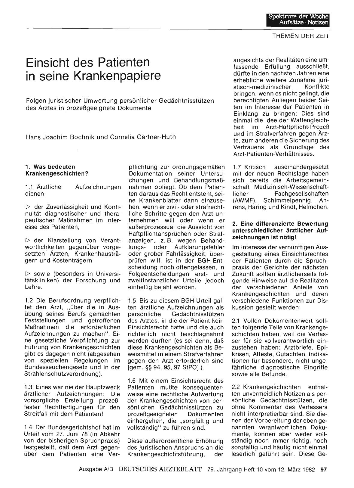 Vorschauseite 1: Einsicht des Patienten in seine Krankenpapiere