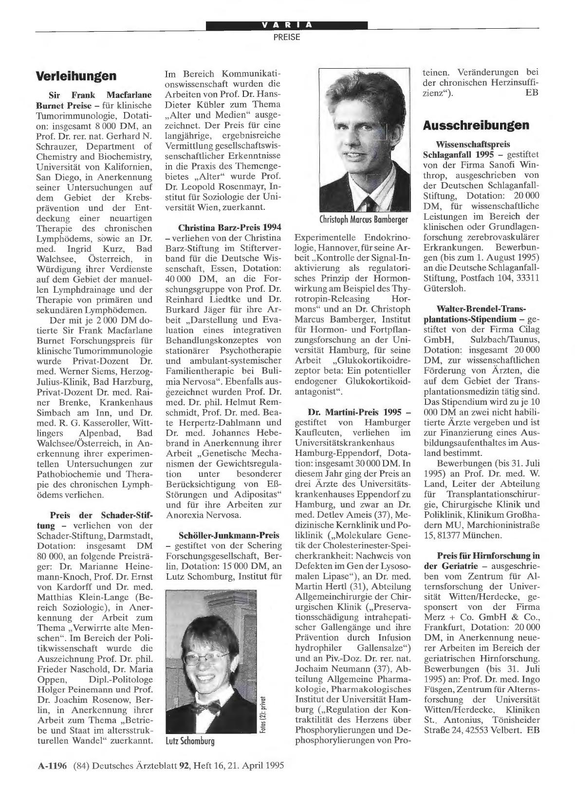 Vorschauseite 1: Ausschreibungen