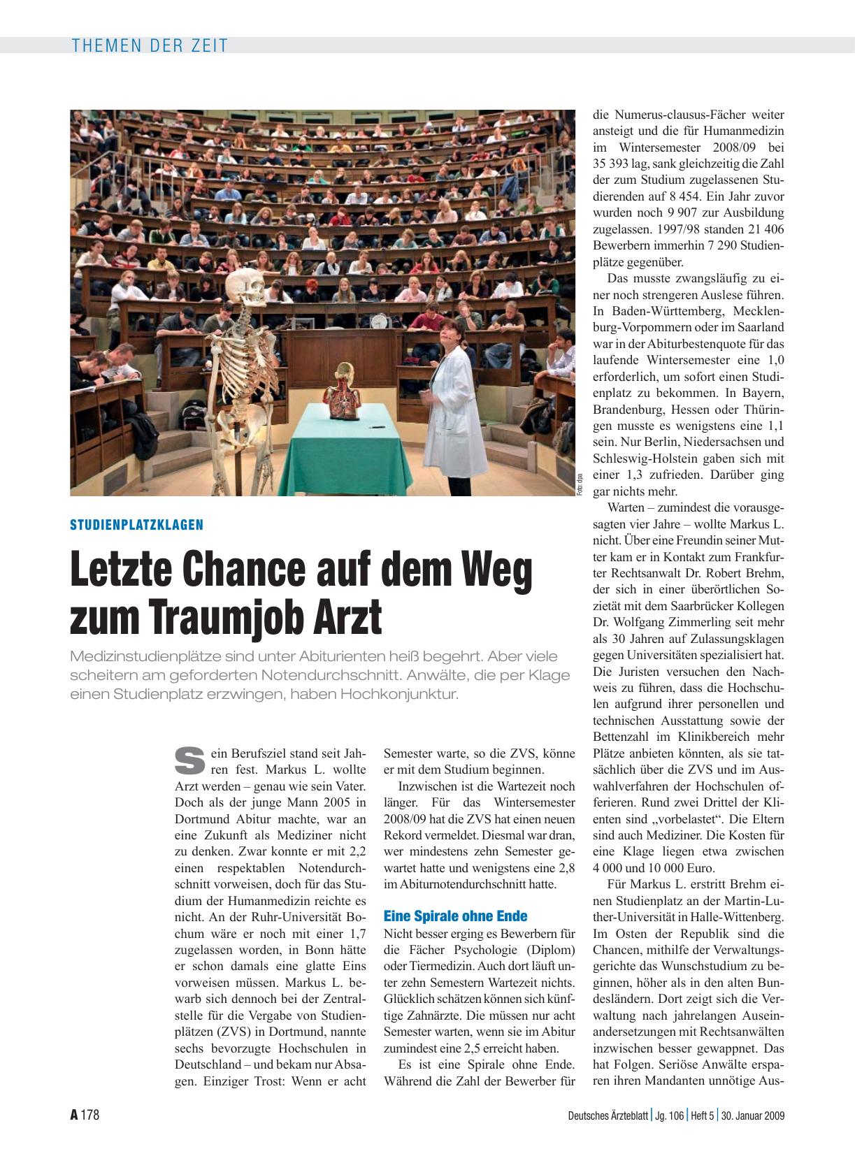 Vorschauseite 1: Studienplatzklagen: Letzte Chance auf dem Weg zum Traumjob Arzt