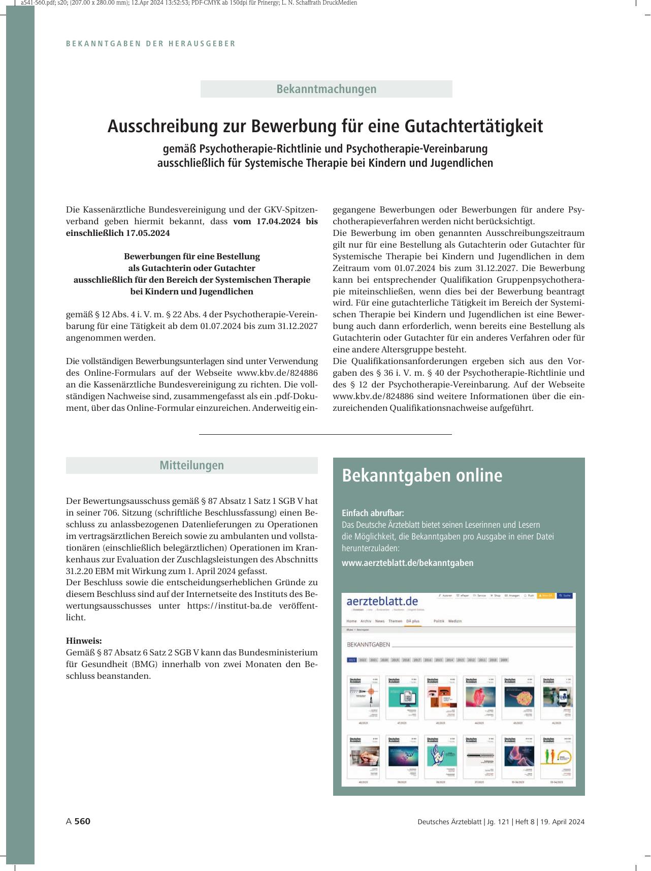 Vorschauseite 1: Mitteilungen