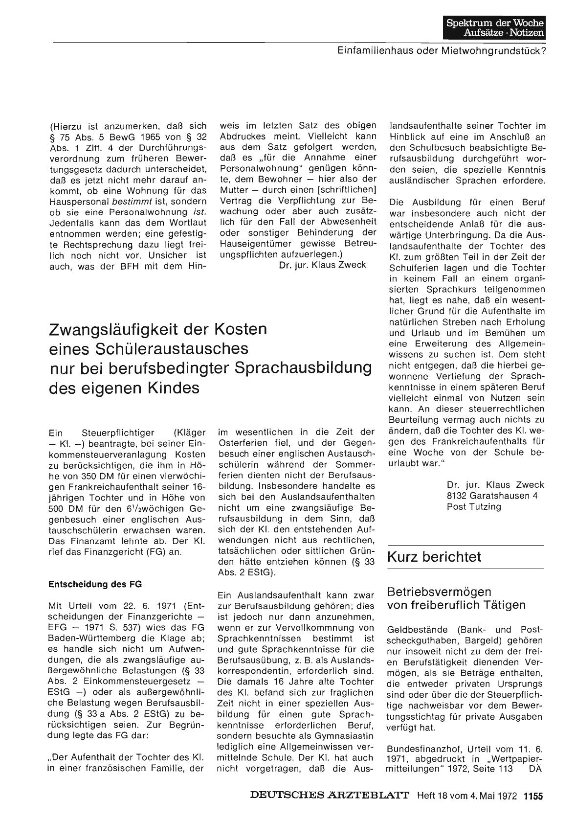 Vorschauseite 1: Kurz berichtet