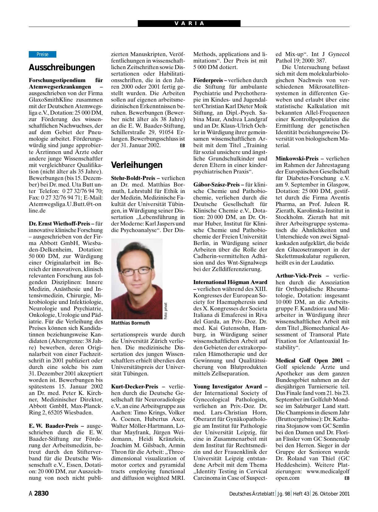 Vorschauseite 1: Ausschreibungen