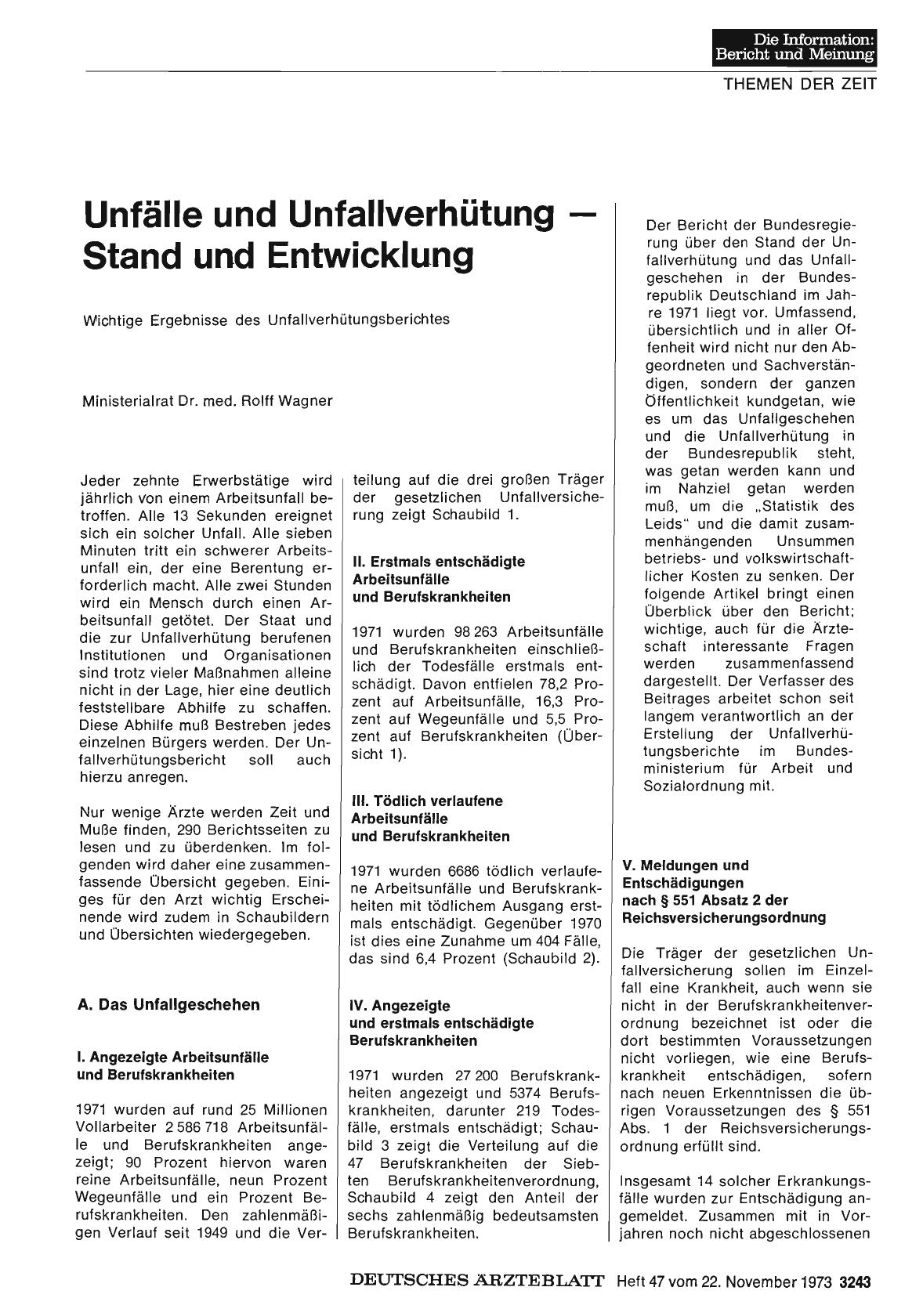 Vorschauseite 1: Unfälle und Unfallverhütung - Stand und Entwicklung
