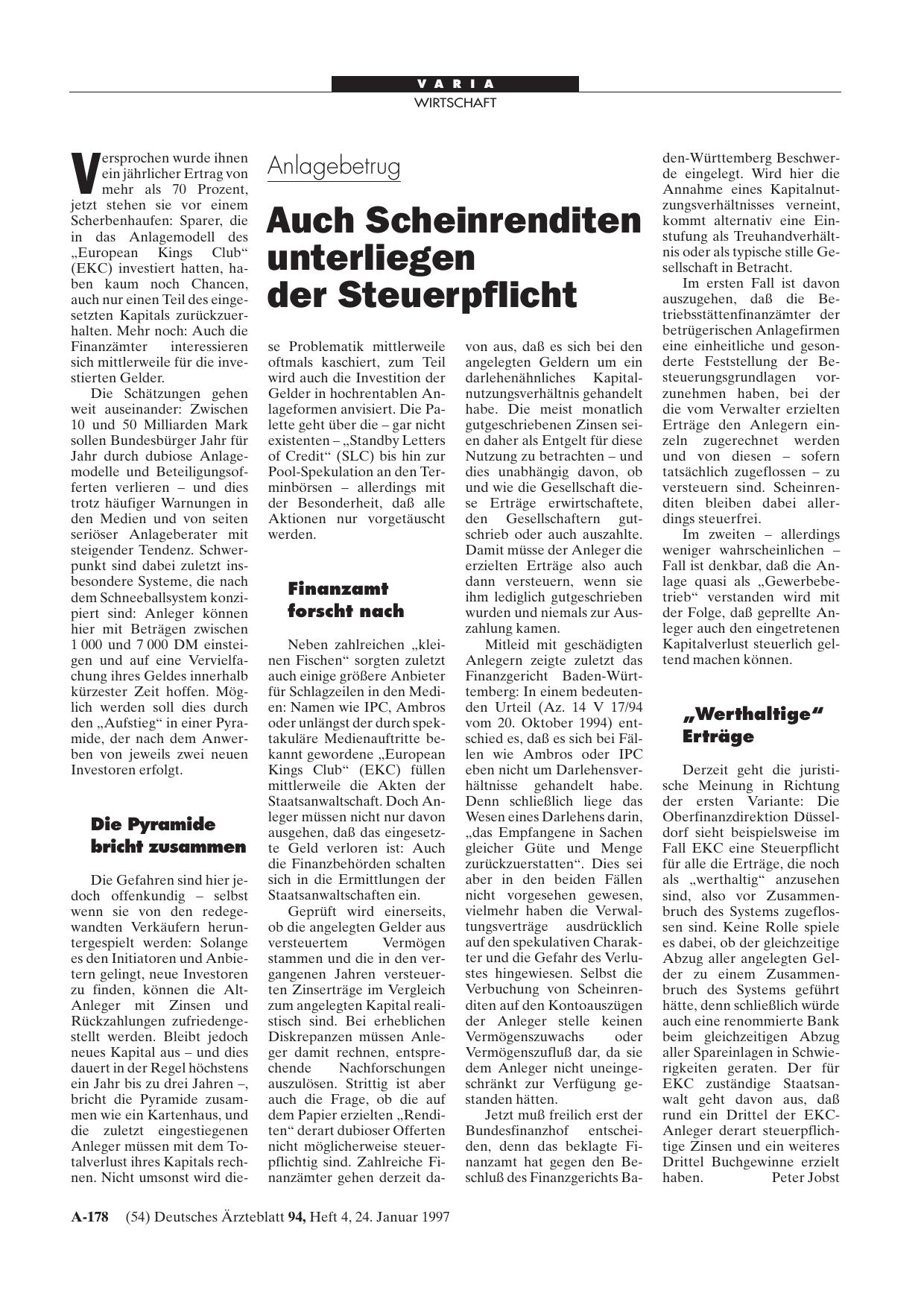 Vorschauseite 1: Anlagebetrug: Auch Scheinrenditen unterliegen der Steuerpflicht