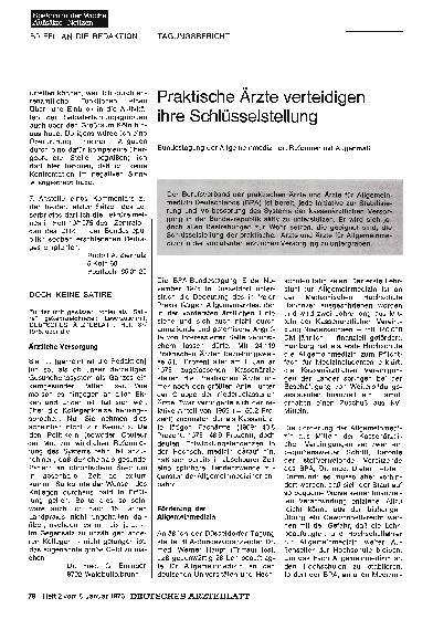 Vorschauseite 1: Praktische Ärzte verteidigen ihre Schlüsselstellung