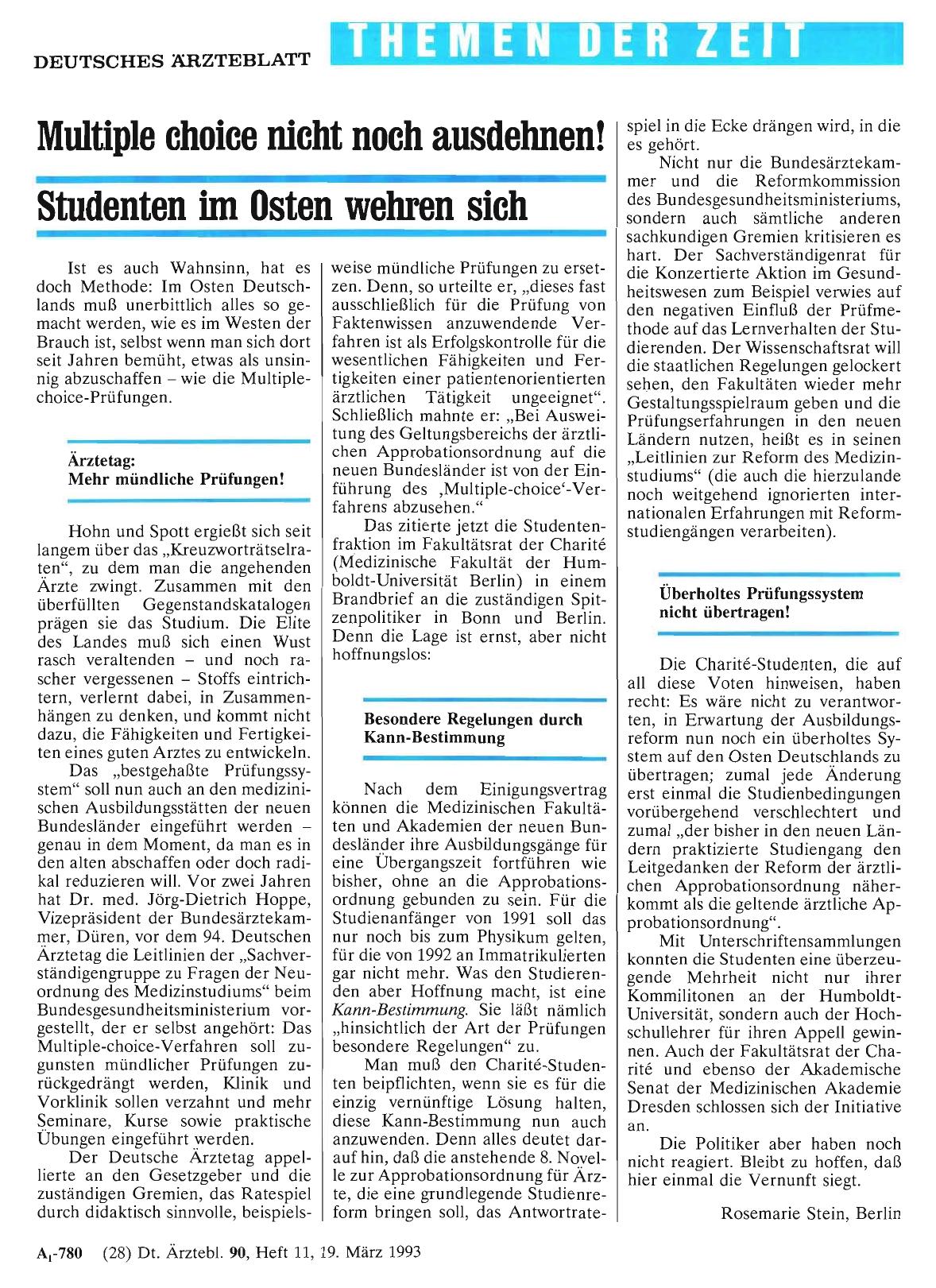 Vorschauseite 1: Multiple choice nicht noch ausdehnen! Studenten im Osten wehren sich