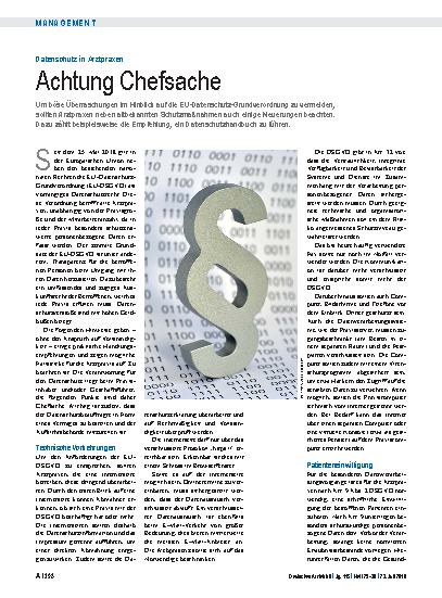 Vorschauseite 1: Datenschutz in Arztpraxen: Achtung Chefsache