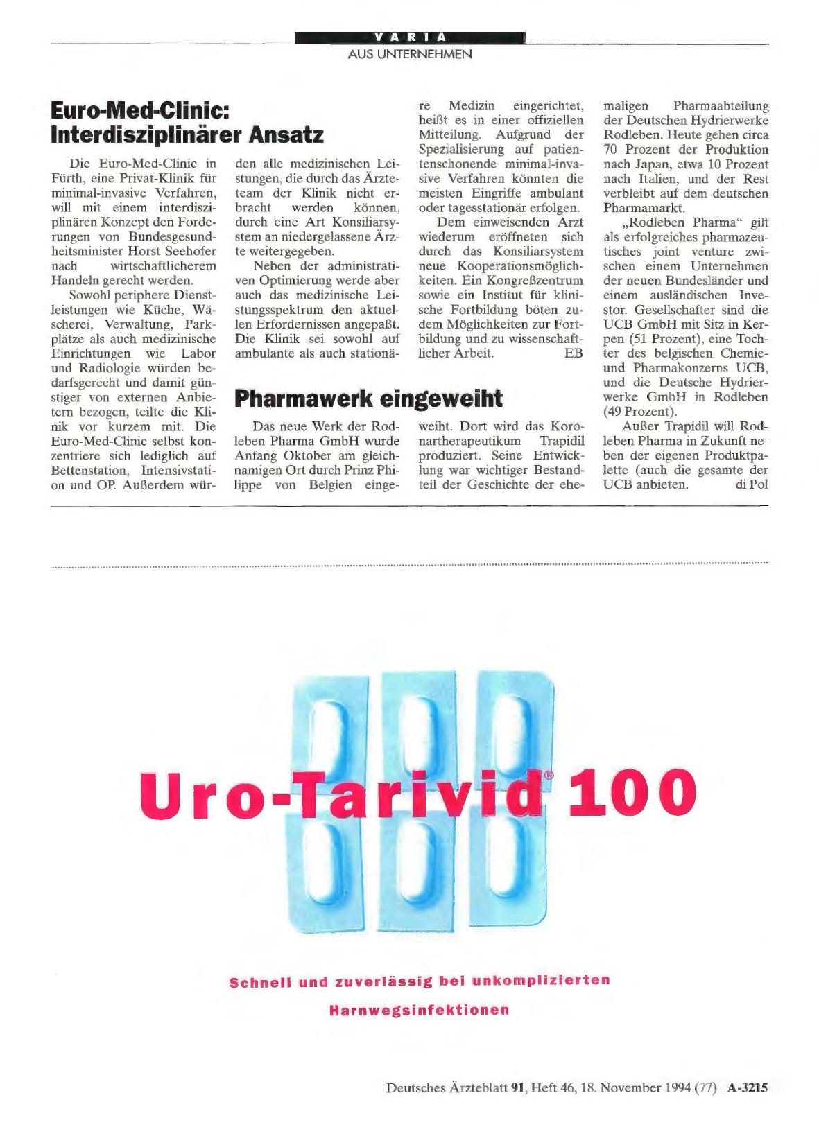 Vorschauseite 1: Euro-Med-Clinic: Interdisziplinärer Ansatz
