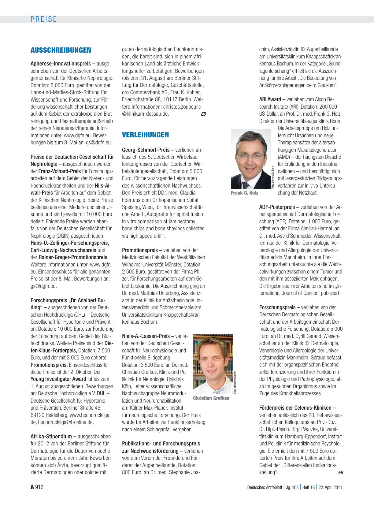 Vorschauseite 1: Verleihungen