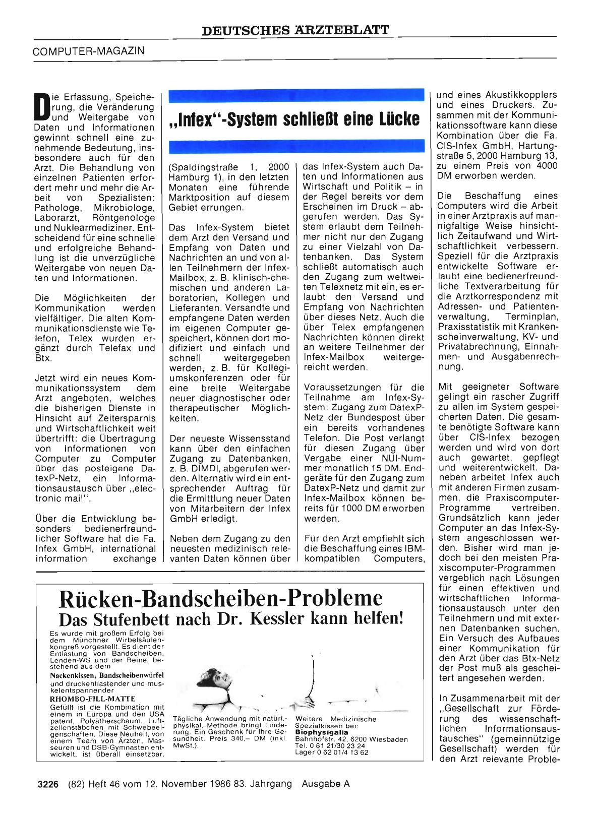 Vorschauseite 1: „Infex“-System schließt eine Lücke