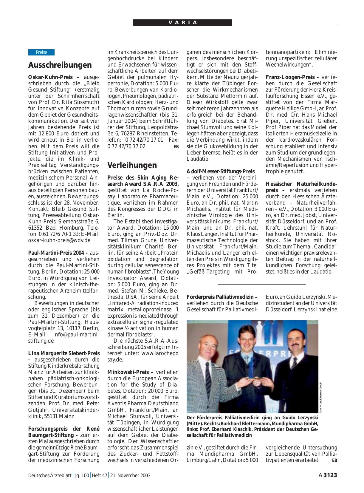 Vorschauseite 1: Ausschreibungen