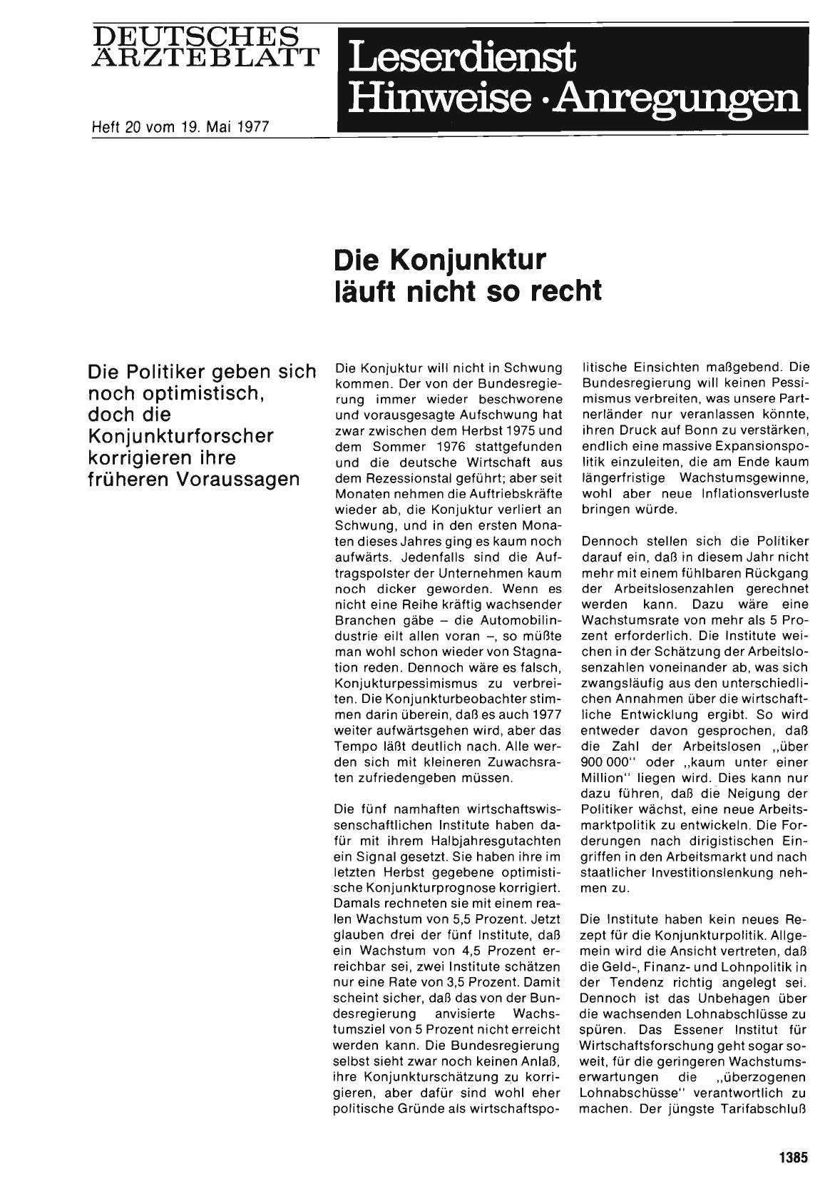 Vorschauseite 1: Die Konjunktur läuft nicht so recht