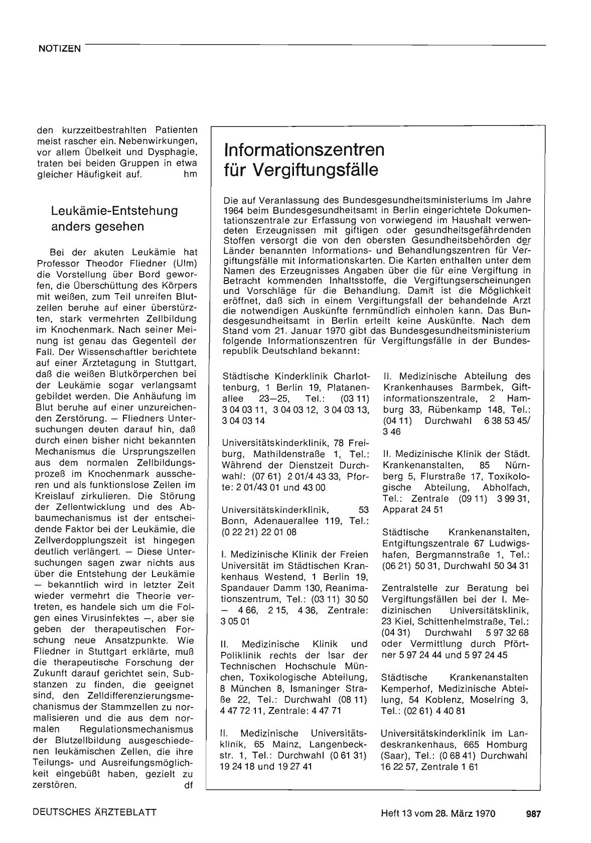 Vorschauseite 1: Informationszentren für Vergiftungsfälle
