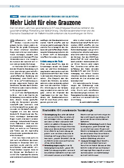 Vorschauseite 1: Verbot der geschäftsmäßigen Förderung der Selbsttötung: Mehr Licht für eine Grauzone
