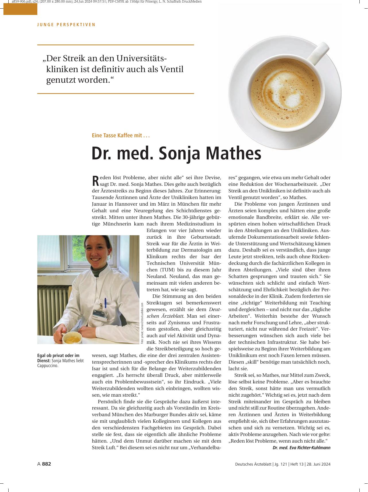 Vorschauseite 1: Eine Tasse Kaffee mit. .. Dr. med. Sonja Mathes
