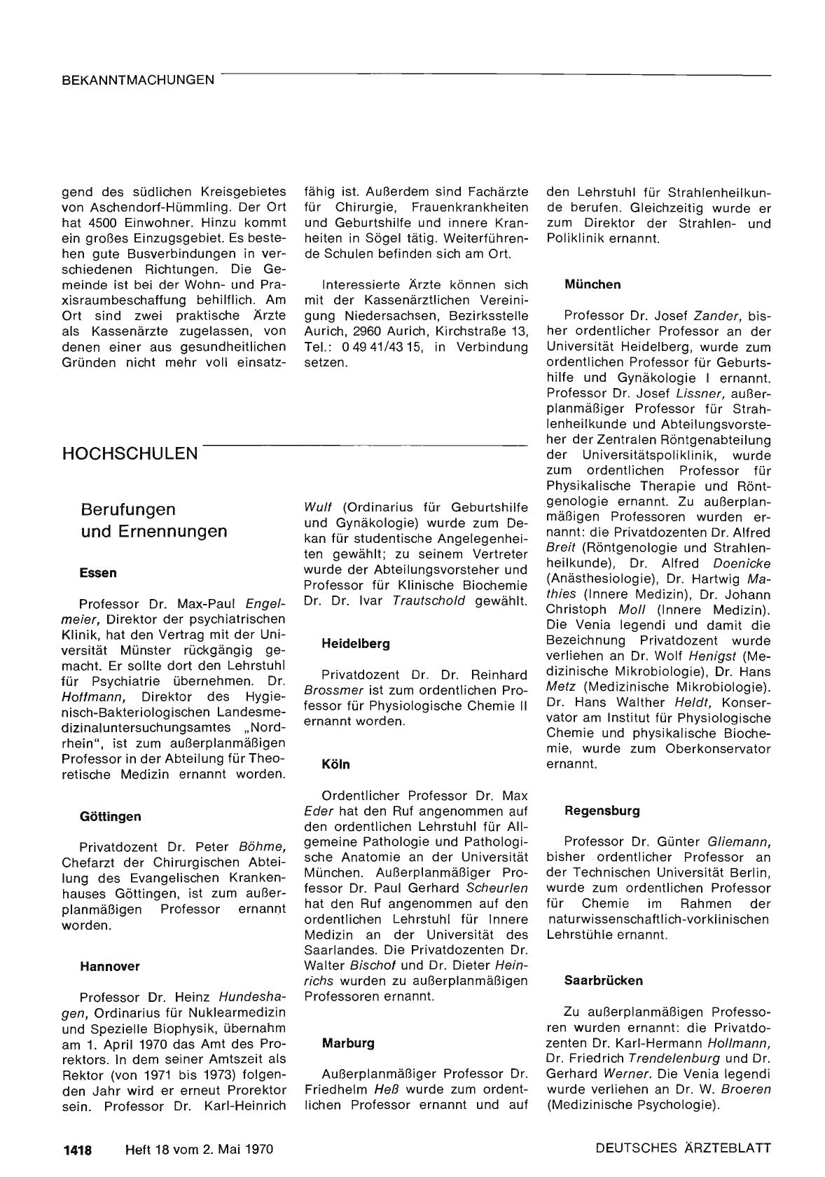 Vorschauseite 1: Berufungen und Ernennungen