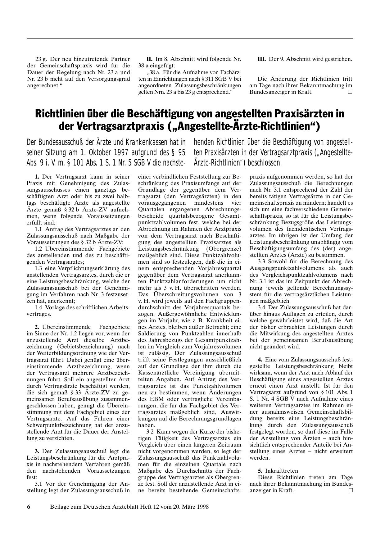 Vorschauseite 1: Richtlinien über die Beschäftigung von angestellten Praxisärzten in der Vertragsarztpraxis: („Angestellte-Ärzte-Richtlinien“)
