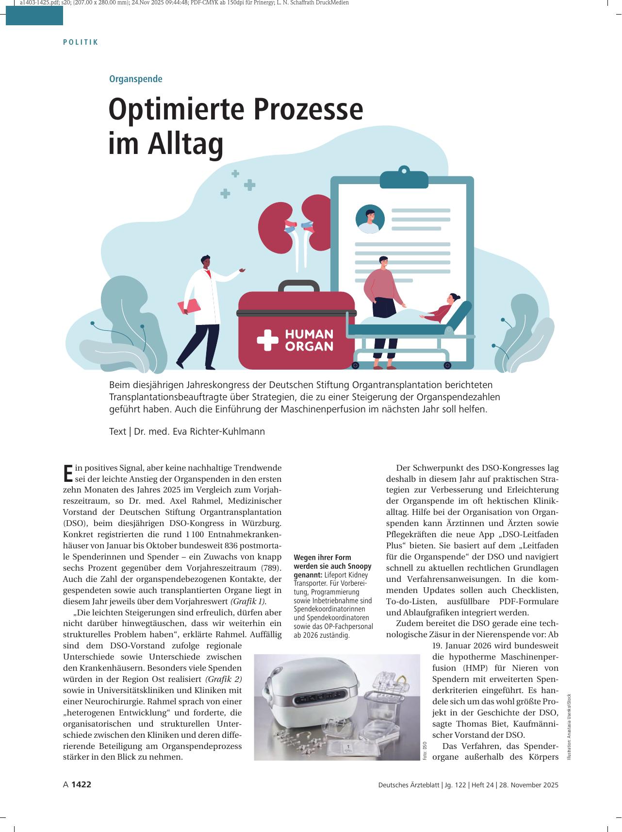Vorschauseite 1: Organspende: Optimierte Prozesse im Alltag