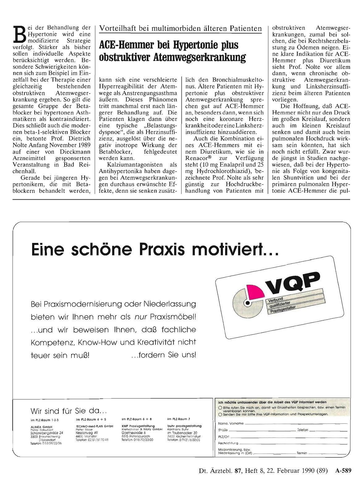 Vorschauseite 1: Vorteilhaft bei multimorbiden älteren Patienten: ACE-Hemmer bei Hypertonie plus obstruktiver Atemwegserkrankung