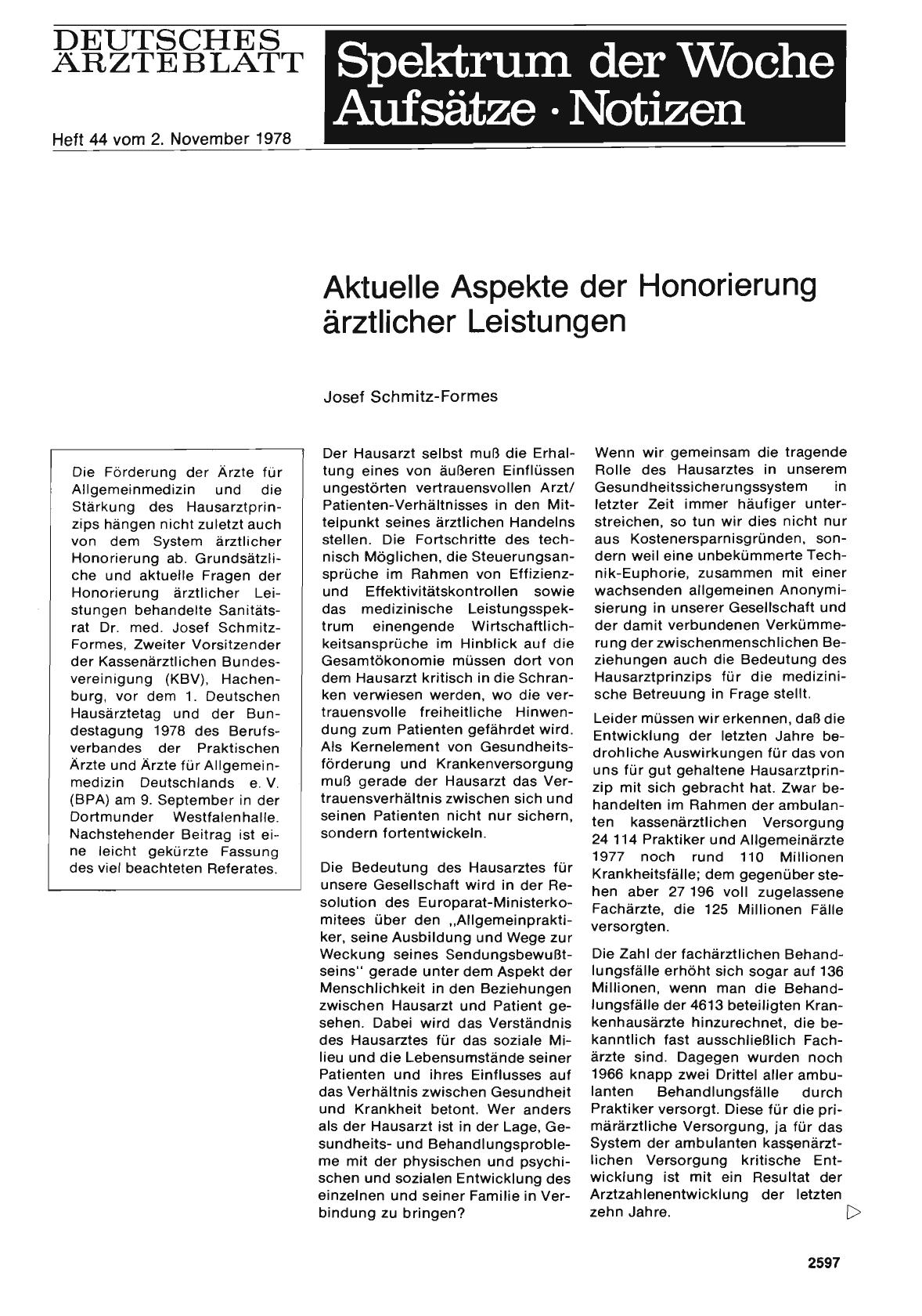 Vorschauseite 1: Aktuelle Aspekte der Honorierung ärztlicher Leistungen