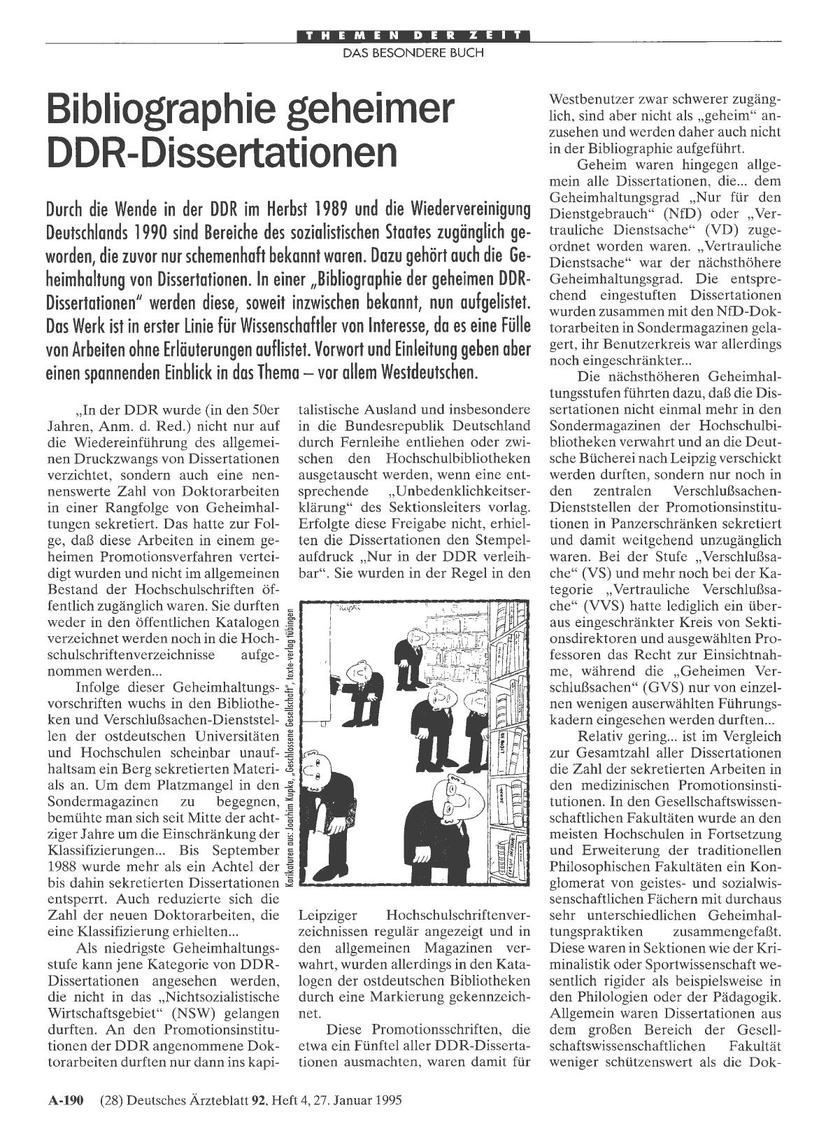 Vorschauseite 1: Bibliographie geheimer DDR-Dissertationen