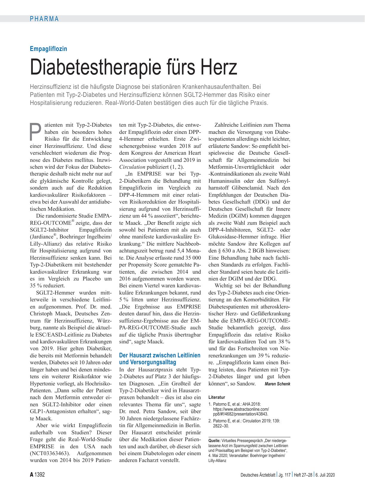 Vorschauseite 1: Empagliflozin: Diabetestherapie fürs Herz