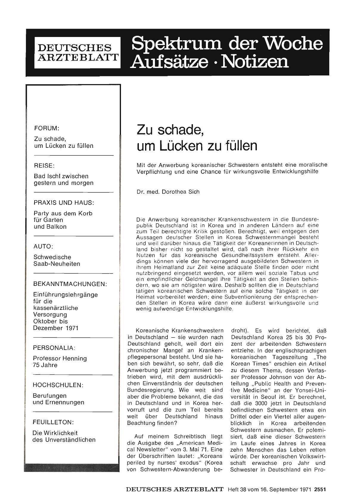 Vorschauseite 1: Zu schade, um Lücken zu füllen