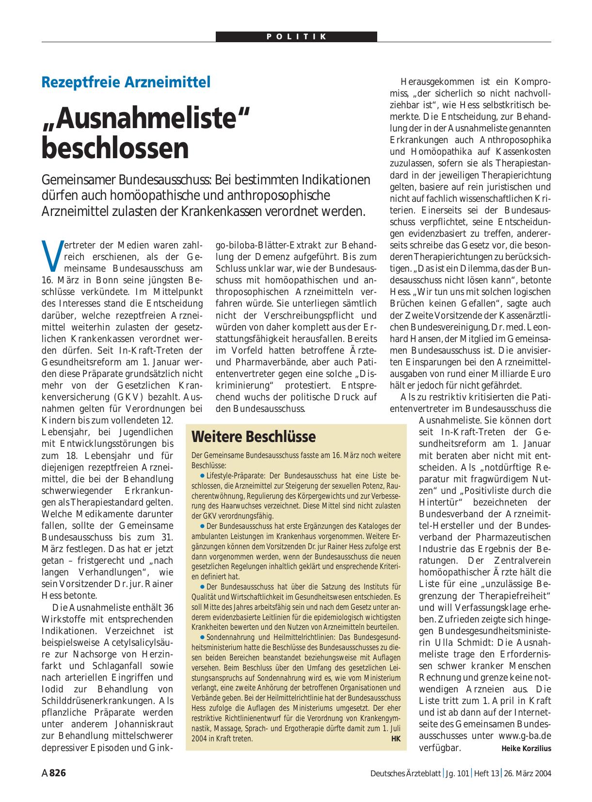 Vorschauseite 1: Weitere Beschlüsse