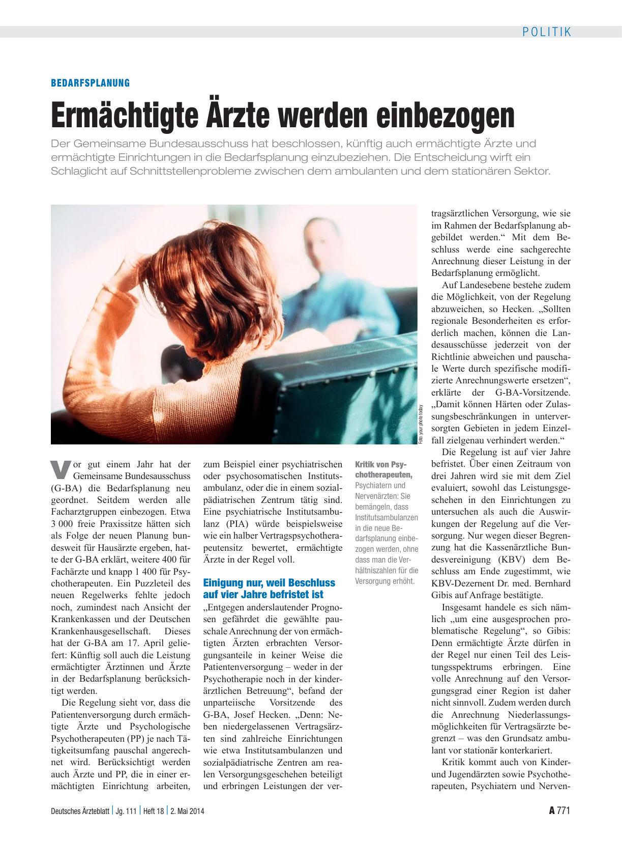 Vorschauseite 1: Bedarfsplanung: Ermächtigte Ärzte werden einbezogen