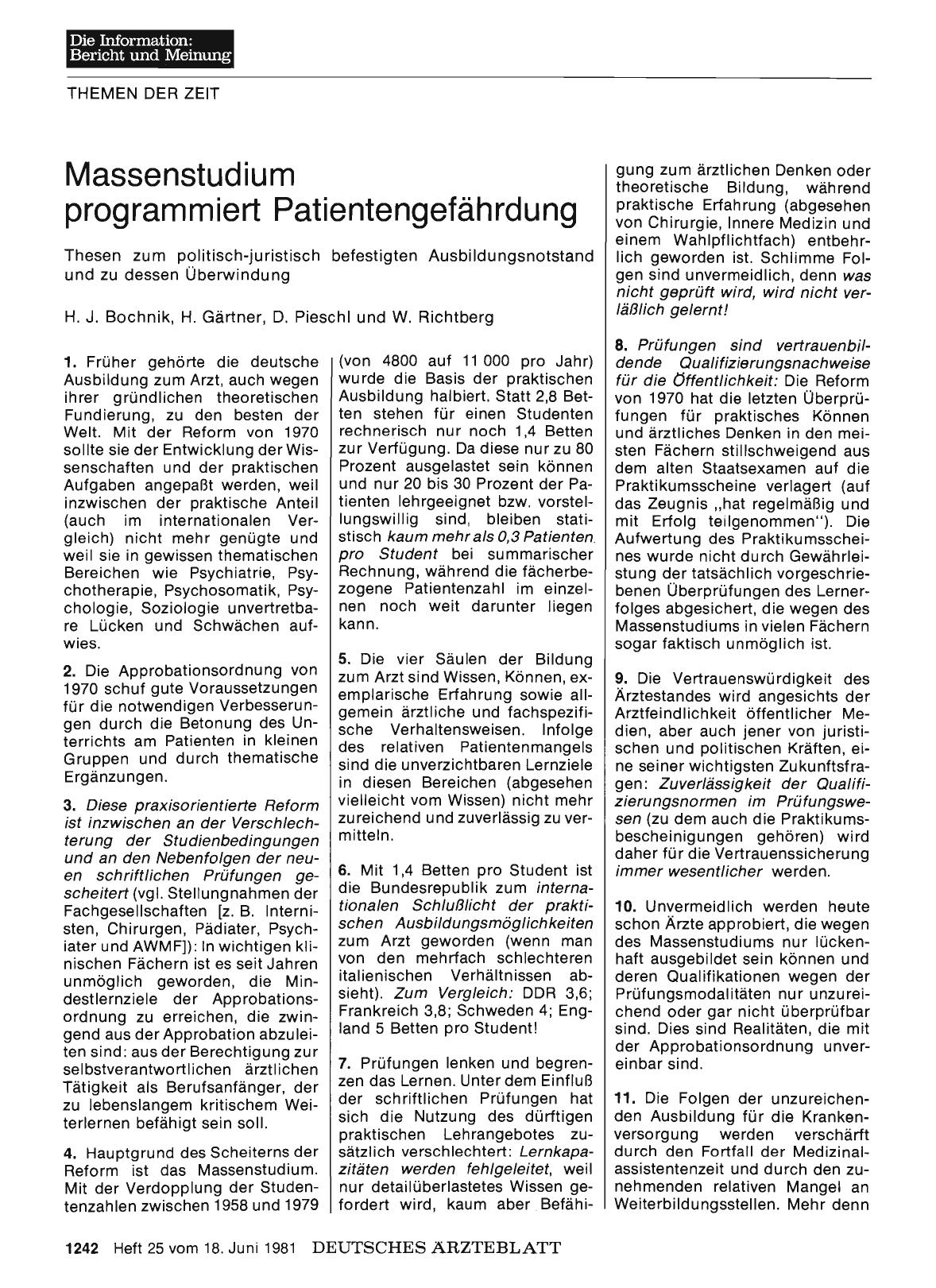Vorschauseite 1: Massenstudium programmiert Patientengefährdung