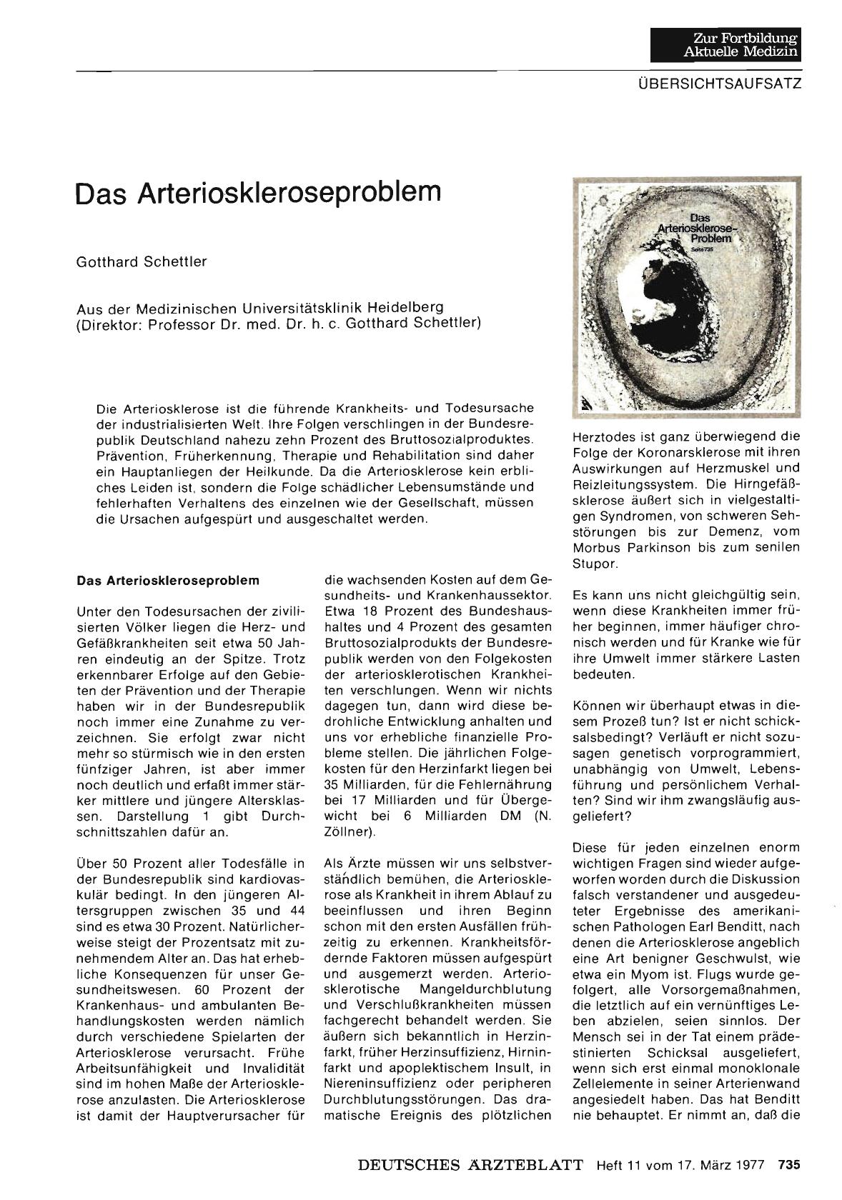 Vorschauseite 1: Das Arterioskleroseproblem