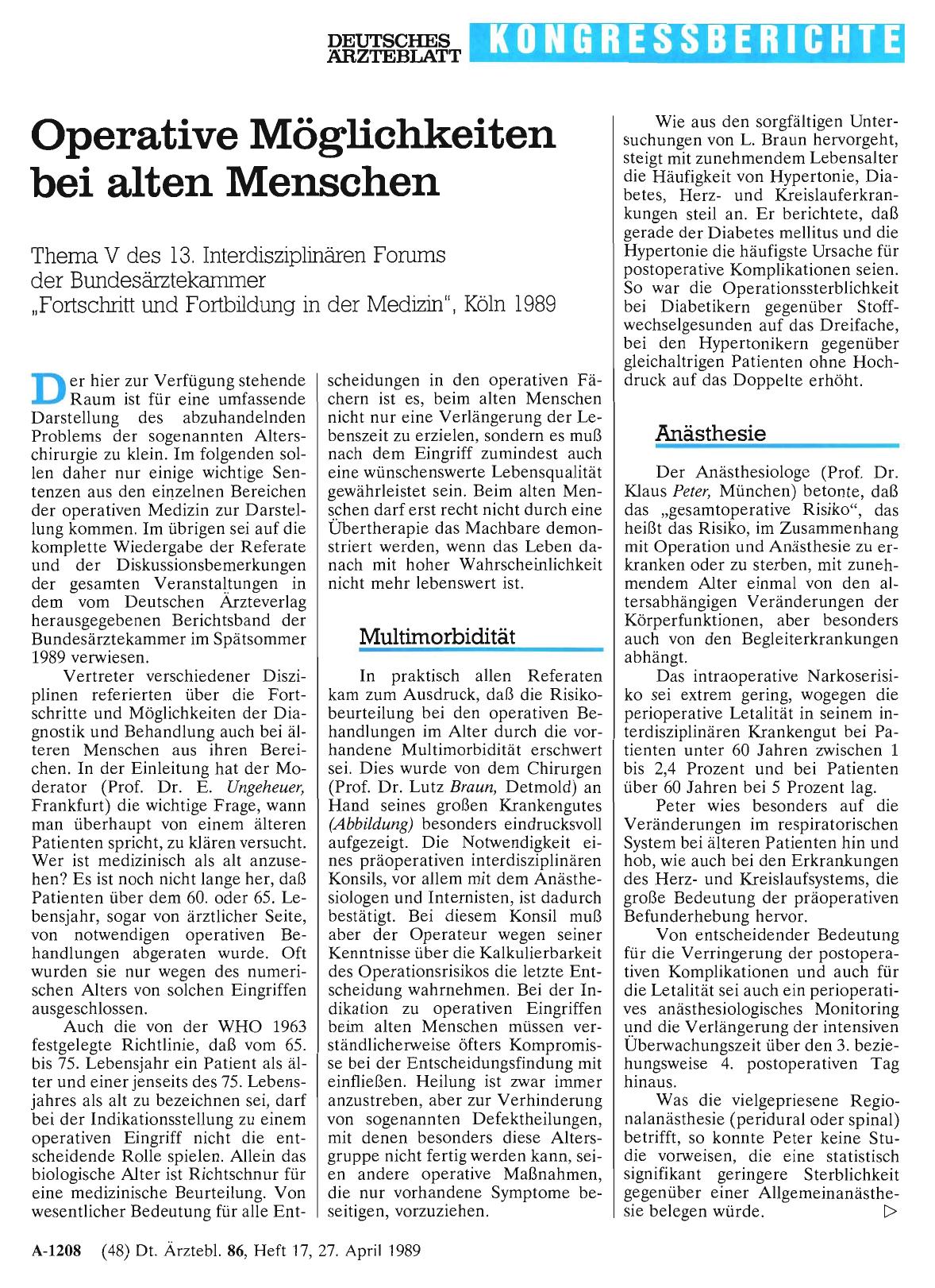 Vorschauseite 1: Operative Möglichkeiten bei alten Menschen
