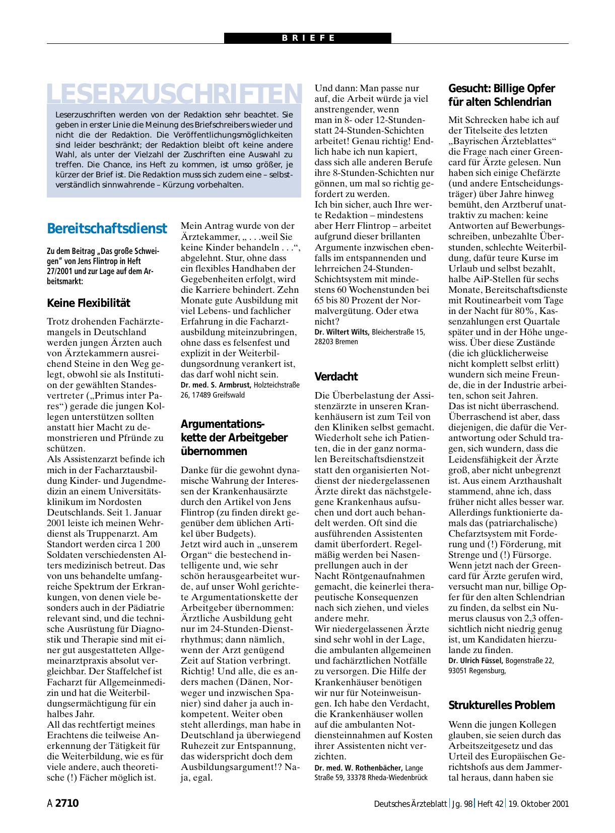 Vorschauseite 1: Bereitschaftsdienst: Strukturelles Problem