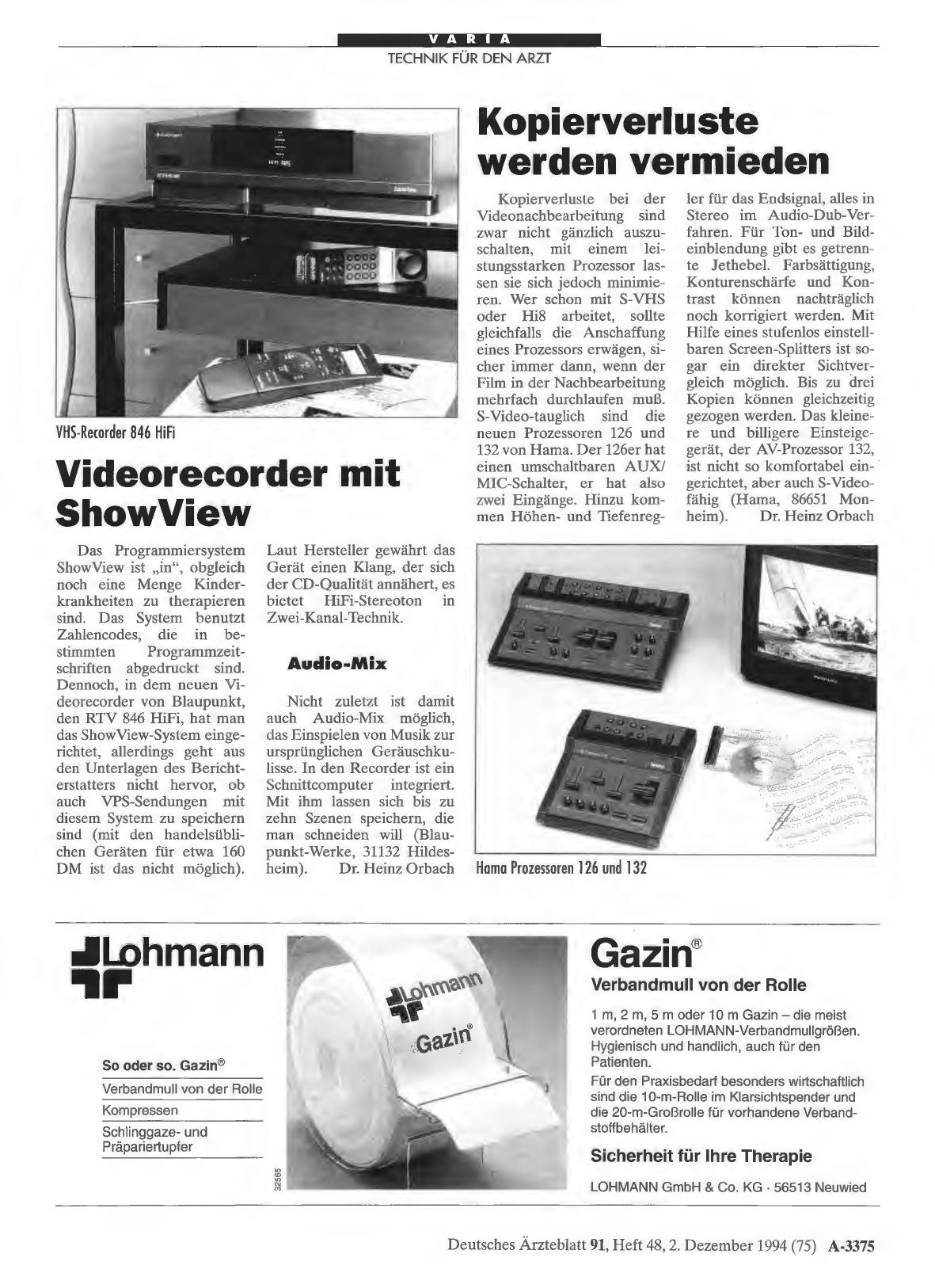 Vorschauseite 1: Videorecorder mit ShowView