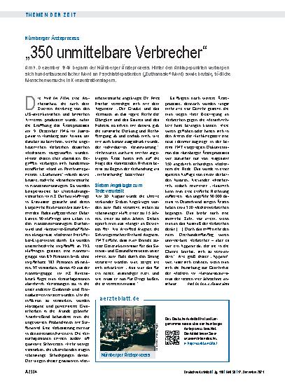Vorschauseite 1: Nürnberger Ärzteprozess: „350 unmittelbare Verbrecher“