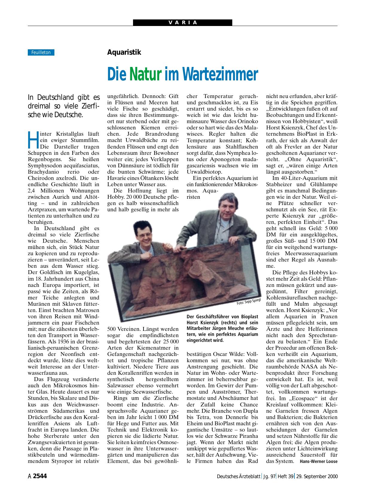 Vorschauseite 1: Aquaristik: Die Natur im Wartezimmer