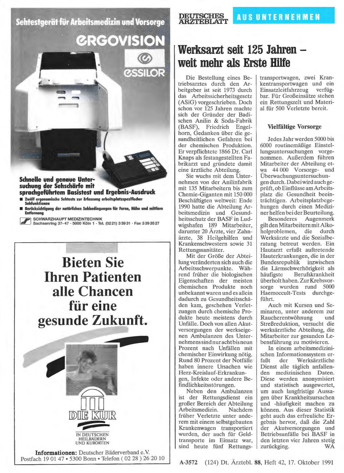 Vorschauseite 1: Werksarzt seit 125 Jahren — weit mehr als Erste Hilfe