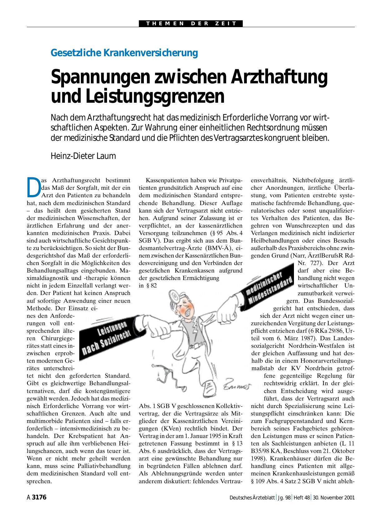 Vorschauseite 1: Gesetzliche Krankenversicherung: Spannungen zwischen Arzthaftung und Leistungsgrenzen