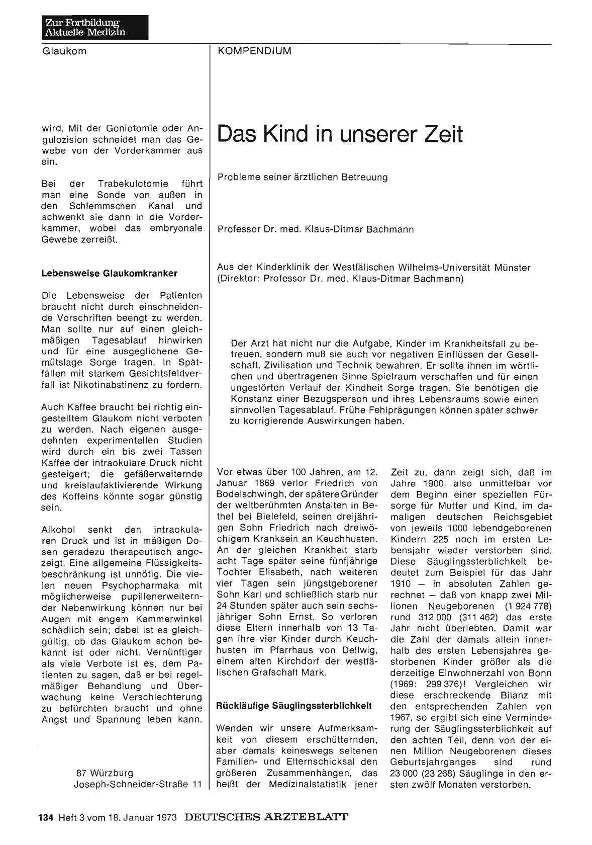 Vorschauseite 1: Das Kind in unserer Zeit: Probleme seiner ärztlichen Betreuung