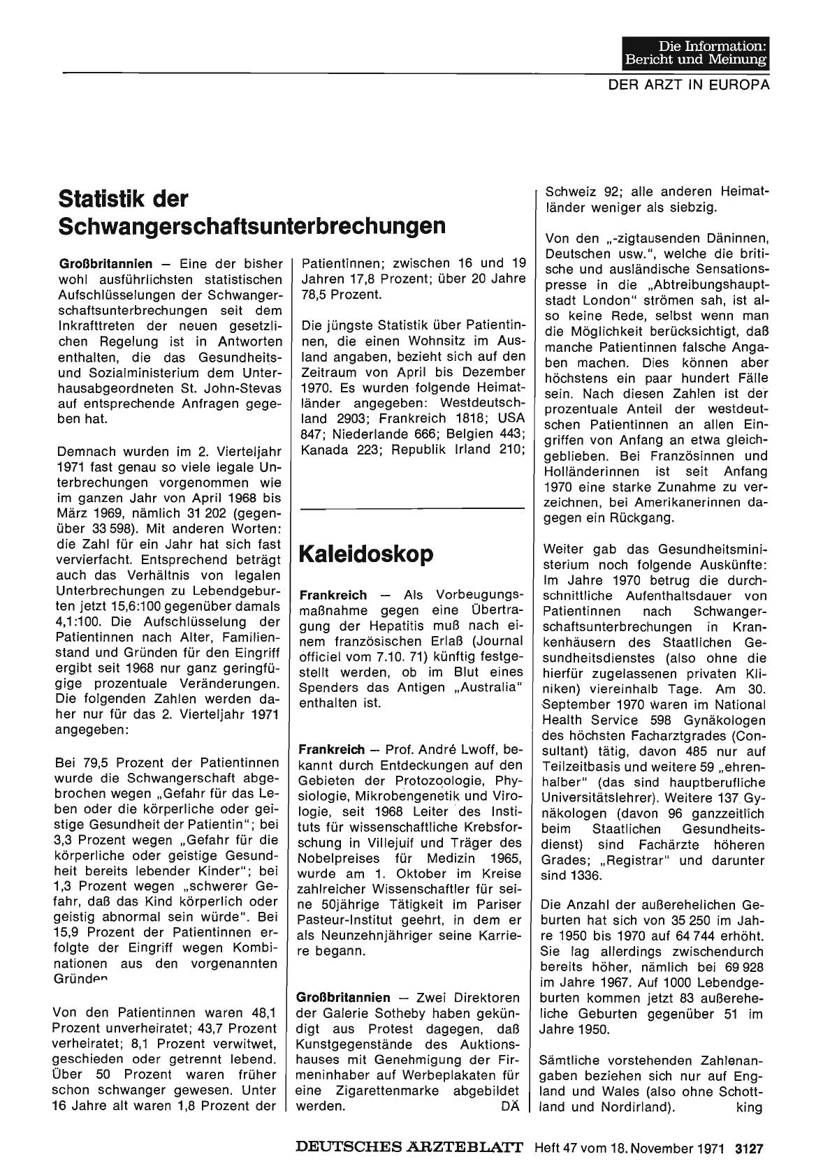 Vorschauseite 1: Statistik der Schwangerschaftsunterbrechungen