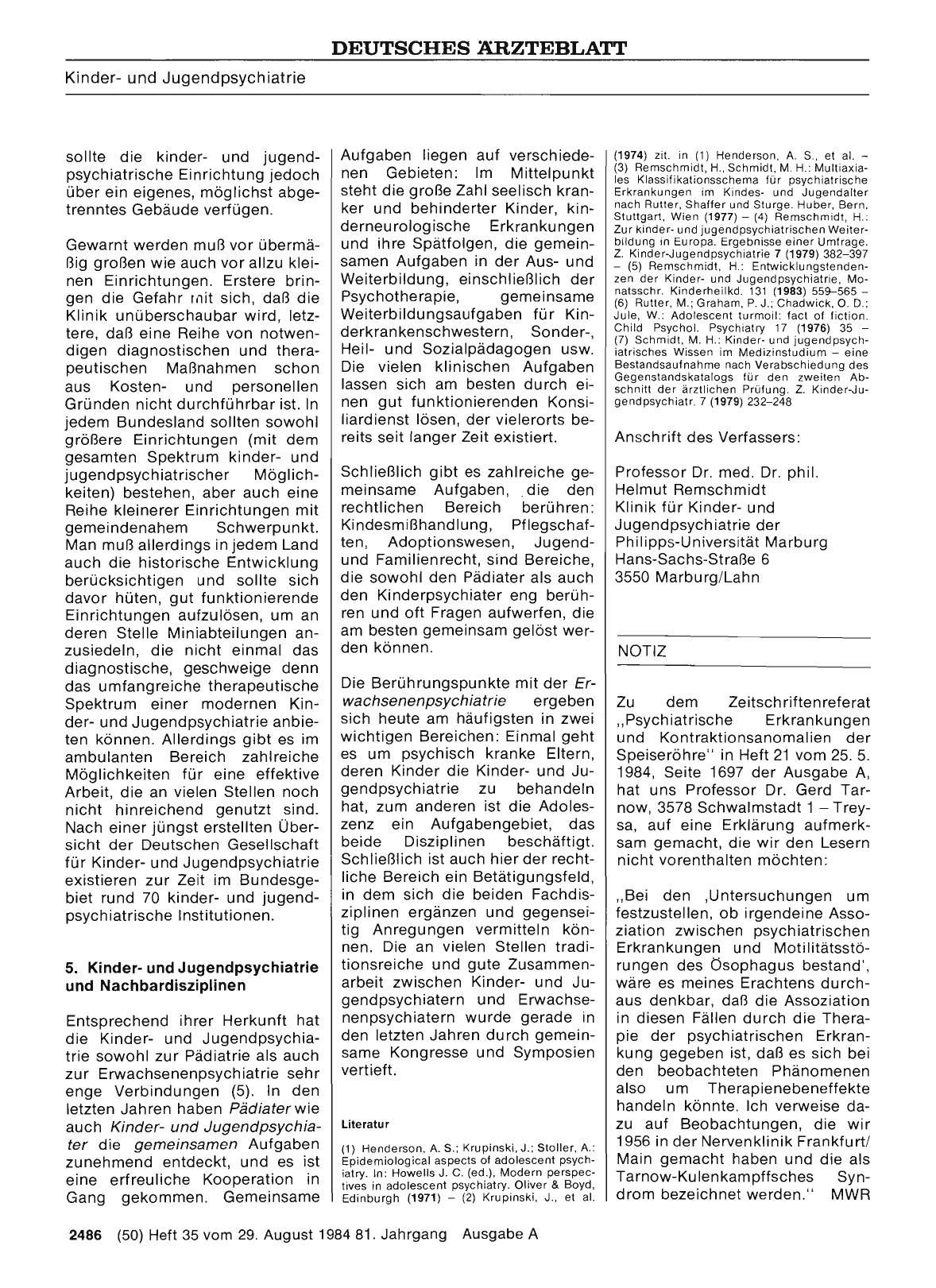 Vorschauseite 1: Zu dem Zeitschriftenreferat „Psychiatrische Erkrankungen und Kontraktionsanomalien der Speiseröhre“ in Heft 21